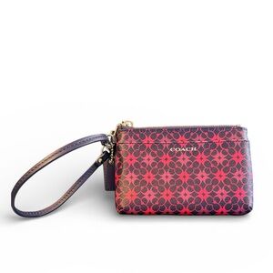 Coach Navy Purple Pink Patterned Small Wristlet Waverly